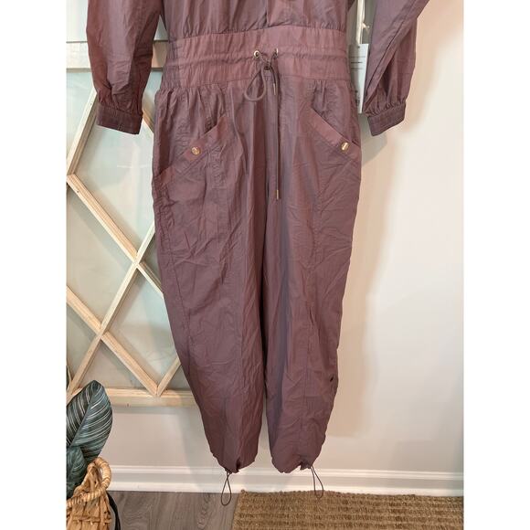NWT Athleta & Alicia Keys size 14 plum colored  nylon jumpsuit open back - Picture 3 of 7